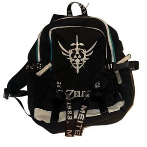 Zelda Black With USB Charging Port Travel School Backpack Unisex 17.5"